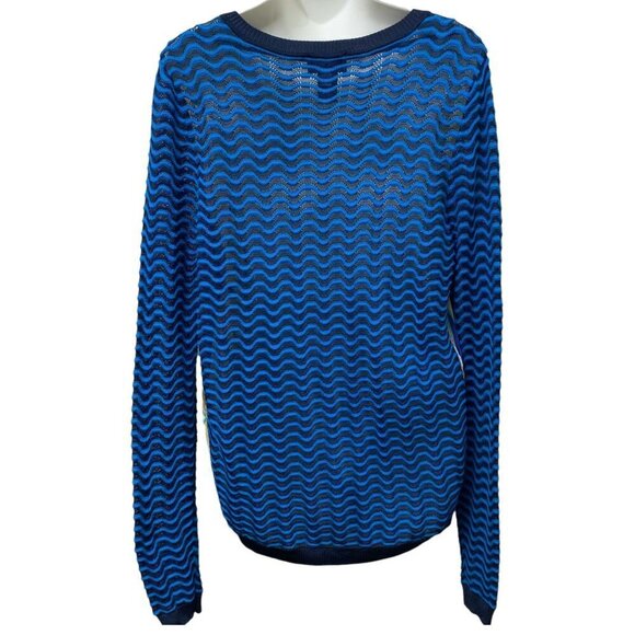 MISSONI for Target Womens Top L/XL Blue Print Blouse with Knit Back - Picture 5 of 13